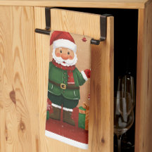 Toalha de Cozinha Natalícia Papai Noel & Presentes
