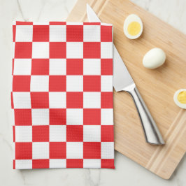 Toalha de cozinha vermelha e branca