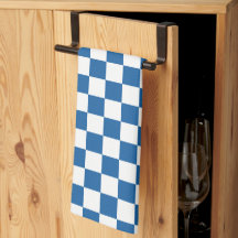 Toalha de Cozinha Xadrez Azul e Branco