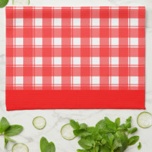 Toalha de Cozinha Xadrez Retro Vermelho Branco
