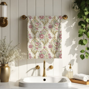 Toalha de Damasco Elegante com Toque Floral Vintag