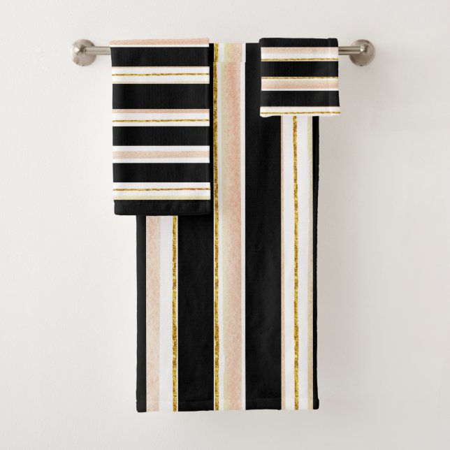 Toalha de faixa de Rosa com Dourado de aquarela (Insitu)