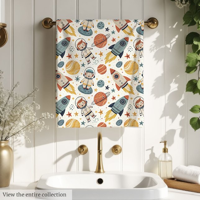 Toalha de Foguete Presente Moderno para Menino que (Rocket Ship Towel Trendy Gift for Space-Loving Boy)