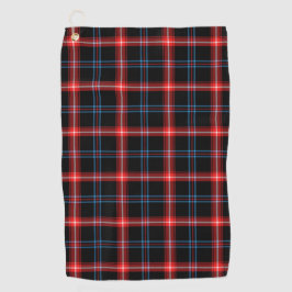 Toalha de Golfer, Padrão de Tartan Negro e Vermelh