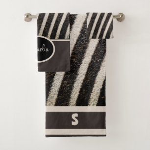 Toalha de impressão zebra branca e negra