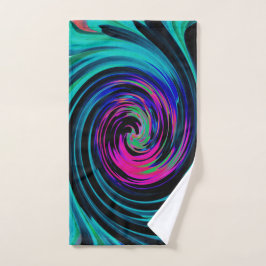 Toalha De Mão Abstrato de preto e turquesa Dramático