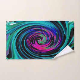 Toalha De Mão Abstrato de preto e turquesa Dramático