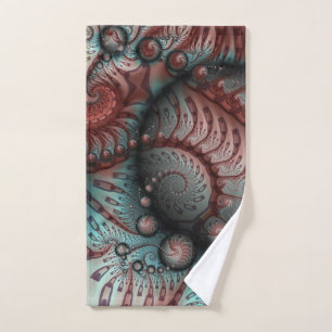 Toalha De Mão Abstrato Fantasy Fractal Art Balls Brown Blue