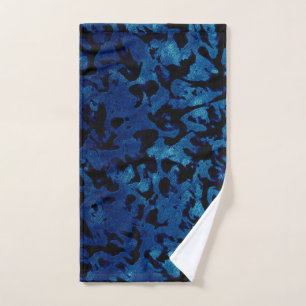 Toalha De Mão Abstrato Magia - Marinho Azul Grunge Preto