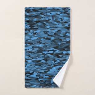 Toalha De Mão Abstrato - Padrão Azul Preto