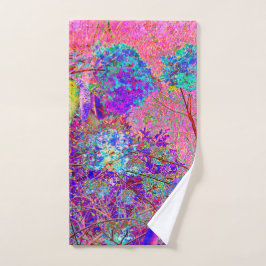Toalha De Mão Abstrato púrpura e azul-hidrangea com magenta