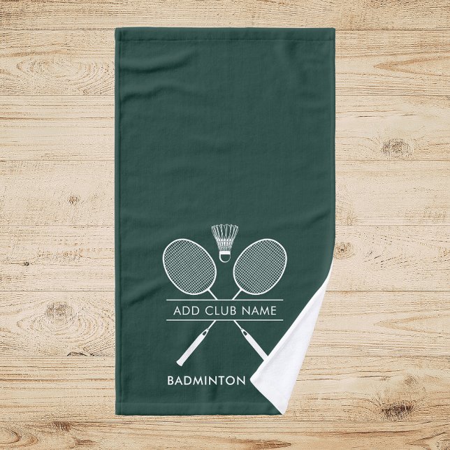 Toalha De Mão Adicionar Rackets de Nome do Clube de Badminton Íc (Badminton Club Members Green Hand Towel)