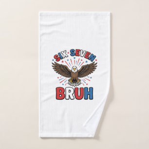 Toalha De Mão Águia Patriótica Seis Sete Bruh Design Vector_1