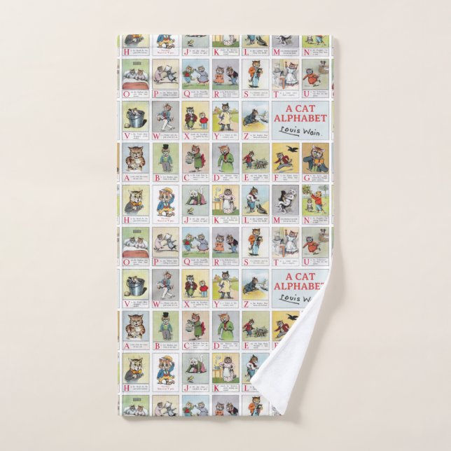 Toalha De Mão Alfabeta de Gato, Louis Wain (Toalha de mão)