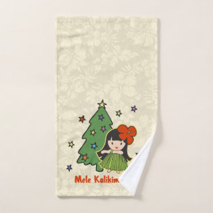 Toalha De Mão Aloha hibiscus havaiano da menina de Hula do Natal