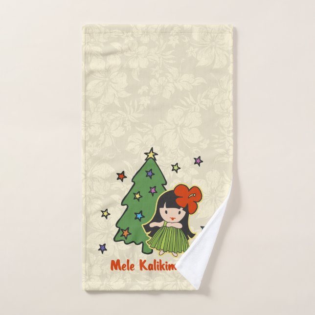 Toalha De Mão Aloha hibiscus havaiano da menina de Hula do Natal (Toalha de mão)