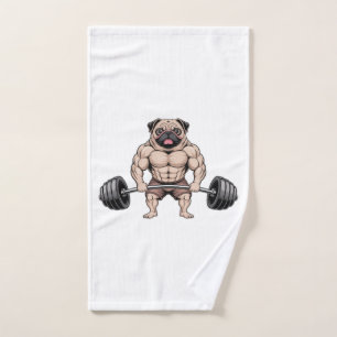 Toalha De Mão Amante de Cão Pug Musculoso Levantamento de Peso K