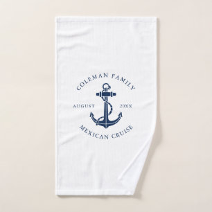 Toalha De Mão Âncora de barco azul marinho personalizada