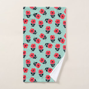 Toalha De Mão Aqua bonito e teste padrão de bolinhas floral