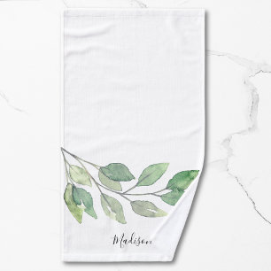 Toalha De Mão Aquarela Personalizada de Folhagem