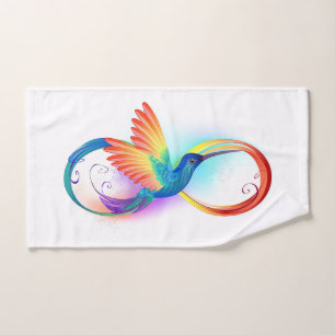 Toalha De Mão Arco-íris Hummingbird com símbolo Infinito