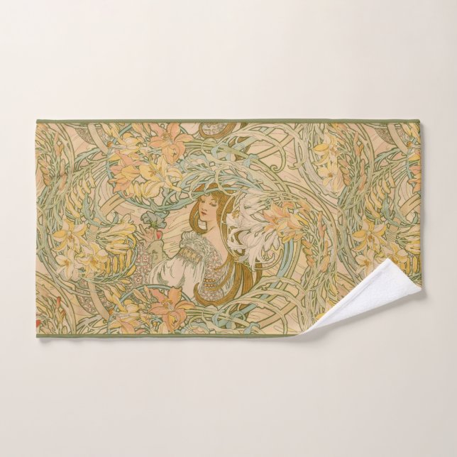 Toalha De Mão Arte Nova Língua das Flores de Mucha (Toalha de mão)