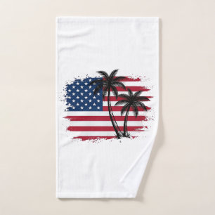 Toalha De Mão Arte vetorial de palmeira bandeira americana patri