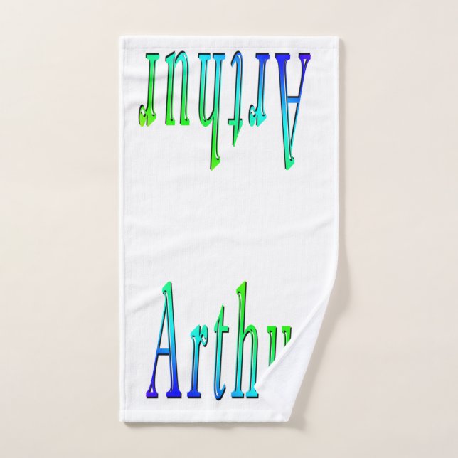 Toalha De Mão Arthur Name Em Verde E Azul, (Toalha de mão)
