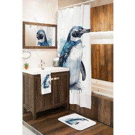 Toalha De Mão Ártico Azure Watercolor Penguin