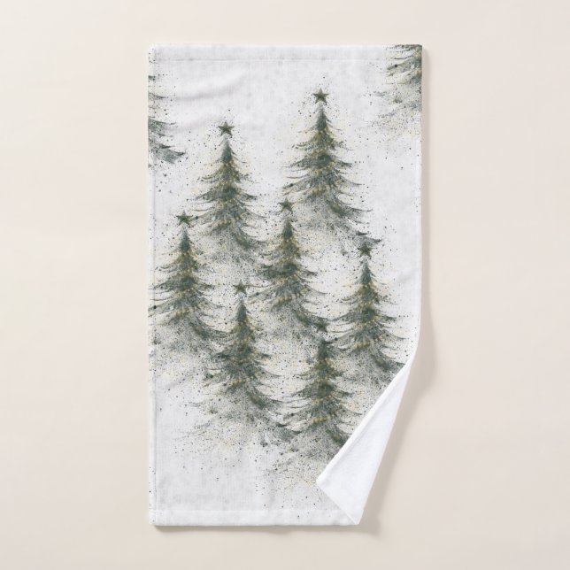 Toalha De Mão Árvores de Natal na Floresta (Toalha de mão)