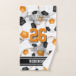 Toalha De Mão Atleta personalizado e nome do grupo laranja