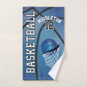 Toalha De Mão Azul Esporte 🏀 Basquete   DIY Texto