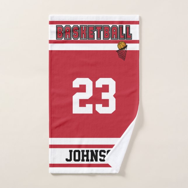 Toalha De Mão Azul, Vermelho e Branco 🏀 Basquete (Toalha de mão)