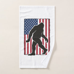 Toalha De Mão Bandeira Americana Vintage Silhueta de Pé Grande V