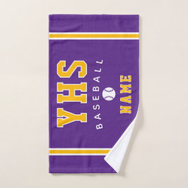 Toalha De Mão Baseball Icon, Custom Name & School, Team Gift