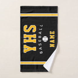 Toalha De Mão Baseball Icon, Custom Name & School, Team Gift