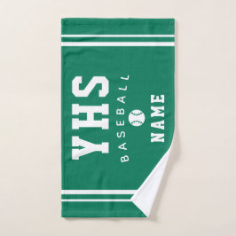 Toalha De Mão Baseball Icon, Custom Name & School, Team Gift Han