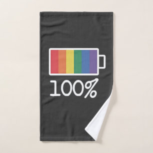 Toalha De Mão Bateria 100% de orgulho LGBT Engraçado pela Gay Ig