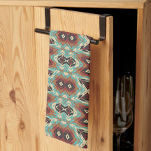 Beige Red Brown Aqua Blue Verde Arte Tribal Azul