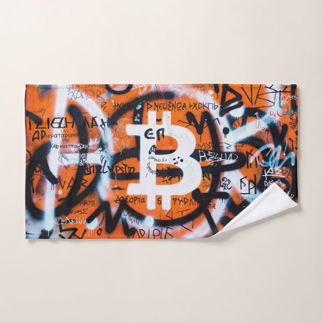 Toalha De Mão "Bitcoin Graffiti" (Estilo #4) Arte de Rua (Toalha de mão)
