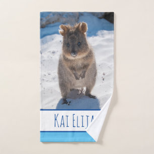 Toalha De Mão Blue Boys Kids Quokka Beach Personalizado