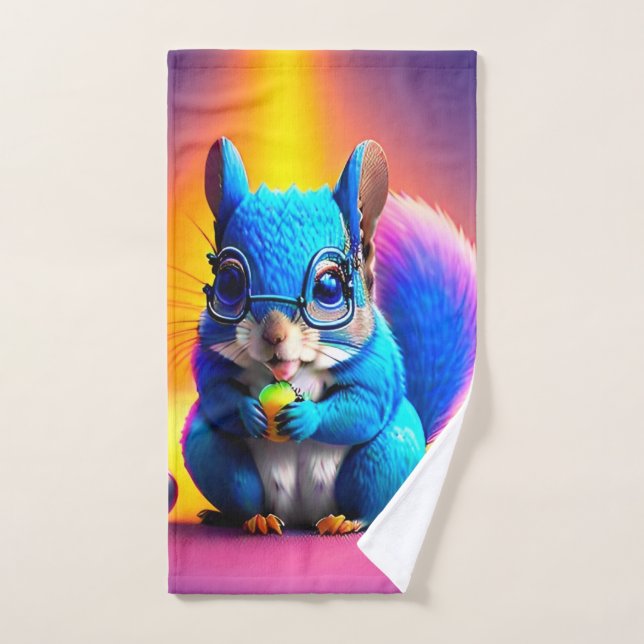 Toalha De Mão Blue Squirrel Eating A Fruit-79577 (Toalha de mão)