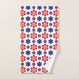 Toalha De Mão Boho Blue Purple Red Flowers Hand Towel