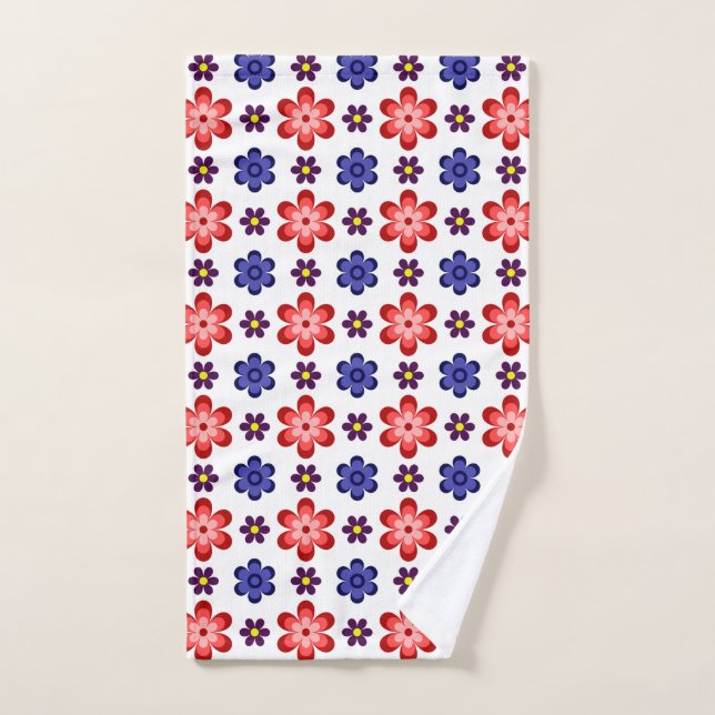 Toalha De Mão Boho Blue Purple Red Flowers Hand Towel (Toalha de mão)