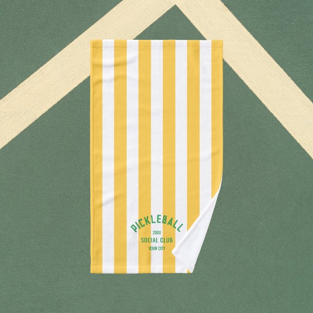 Toalha De Mão Bola de Futebol Yellow Cabana Stripe (Criador carregado)