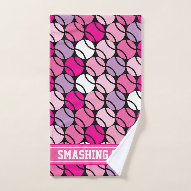Toalha De Mão 🎾 Bolas de tênis rosa e roxo, com (Toalha de mão)