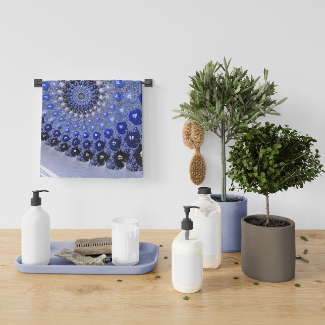 Toalha De Mão Bolhas Fractais de Omã Azul abstrato (Criador carregado)