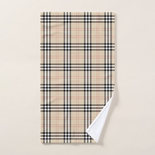 Toalha De Mão Bonito Beige Xadrez Tartan (Toalha de mão)