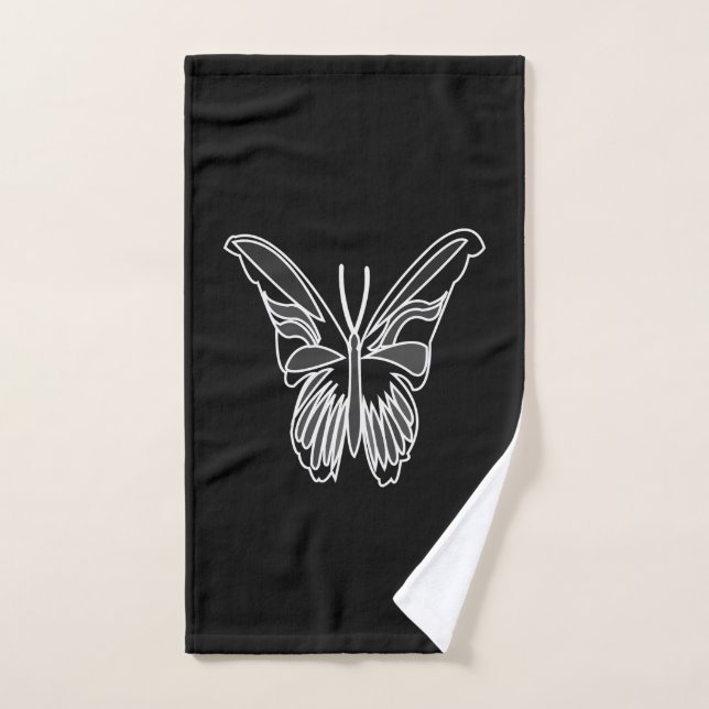 Toalha De Mão Borboleta de Lua Preta e Branca (Toalha de mão)