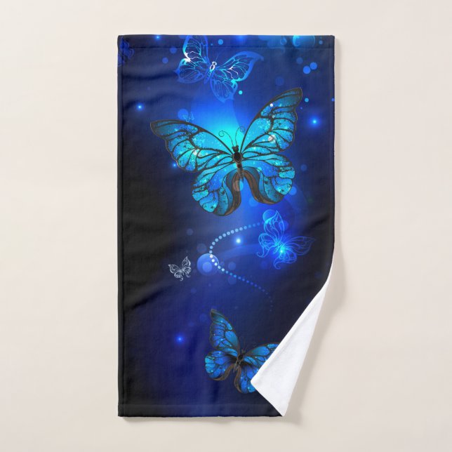 Toalha De Mão Borboleta Morpho em Fundo Escuro (Toalha de mão)